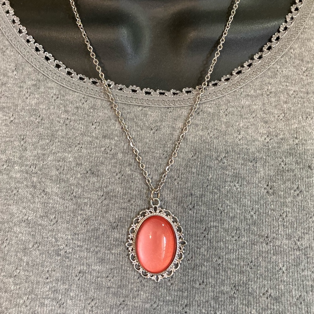 Peachy Keen hand-painted pendant